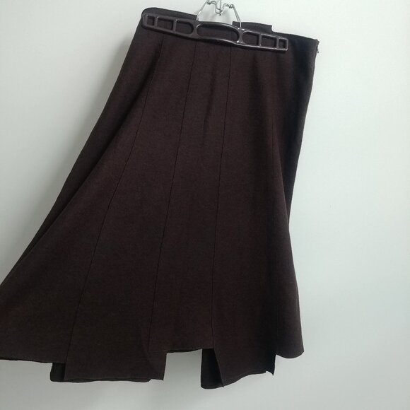 Isda & Co brown 100% wool knit midi sweater skirt approx Large - Picture 1 of 13